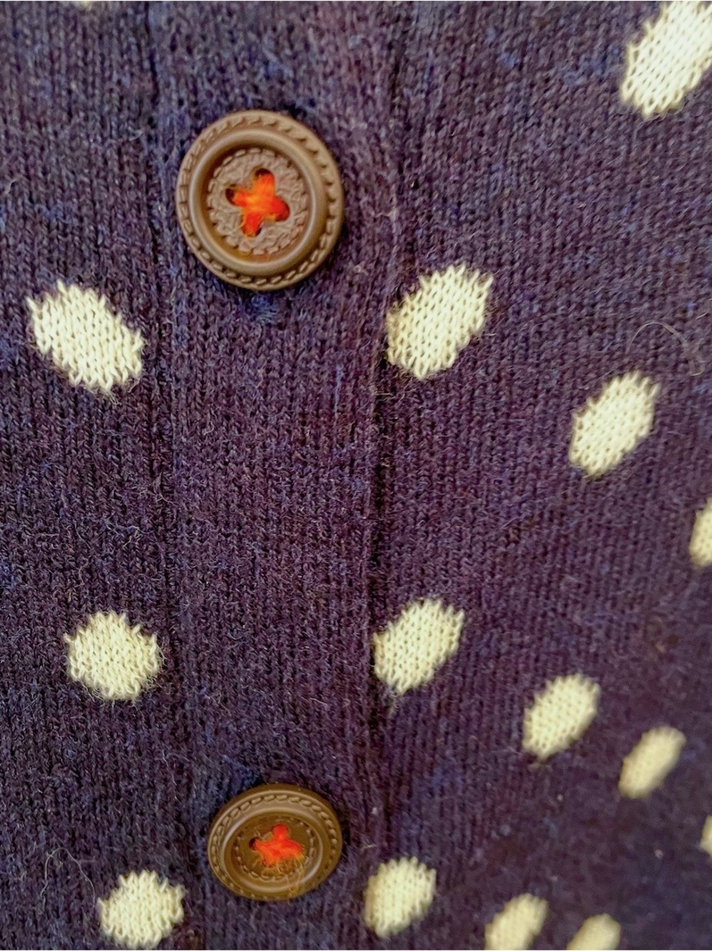 Whimsical polka dot chicken sweater embroidered & beaded - Picture 5 of 10